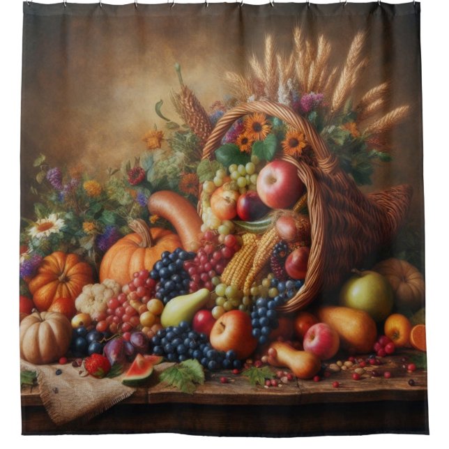 Colourful/Thanksgiving/Cornucopia/Fall Shower Curtain (Front)