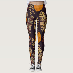 Colourful Thanksgiving Day, autumn pattern. Leggings