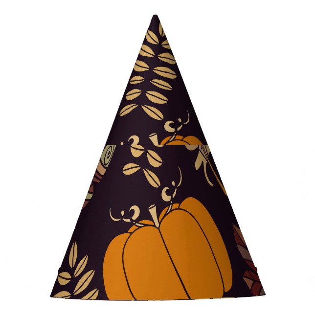 Colourful Thanksgiving Day, autumn pattern. Party Hat (Front)
