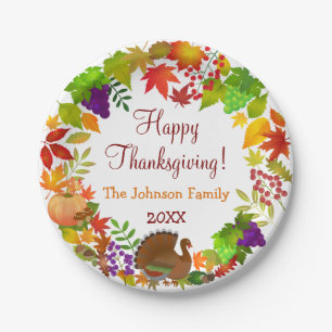 Colourful Thanksgiving Harvest Paper Plate