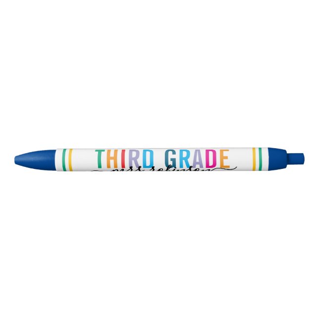 Colourful Third Grade Teacher Pen with Custom Name (Front)