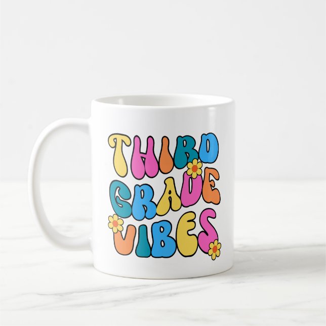 Colourful Third Grade Vibes– Back to  school Retro Coffee Mug (Left)