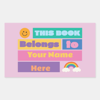 Colourful This belongs to Bookplates Rectangular Sticker
