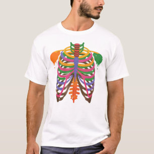 colourful Thoracic skeleton halloween T-Shirt