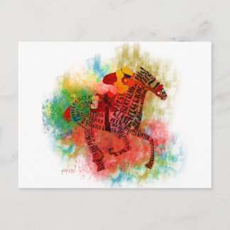 Colourful Thoroughbred in Typography Postcard