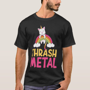 Colourful Thrash Metal Rainbow Cat Unicorn Unicat T-Shirt