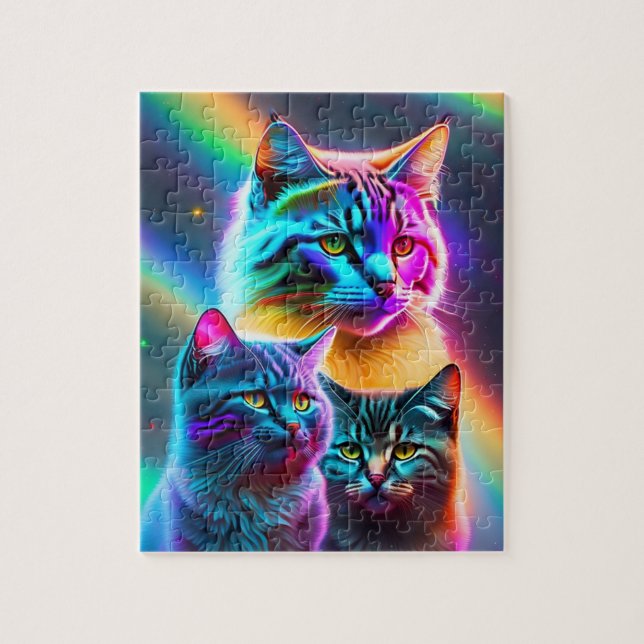 Colourful Three Little Cats Jigsaw Puzzle (Vertical)
