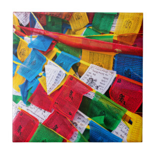 Colourful Tibetan prayer flags - Tibet Ceramic Tile