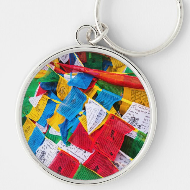 Colourful Tibetan prayer flags - Tibet Key Ring (Front)