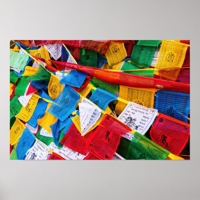 Colourful Tibetan prayer flags - Tibet Poster (Front)