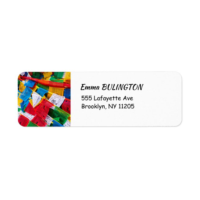 Colourful Tibetan prayer flags - Tibet Return Address Label (Front)