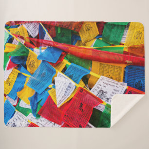 Colourful Tibetan prayer flags - Tibet Sherpa Blanket