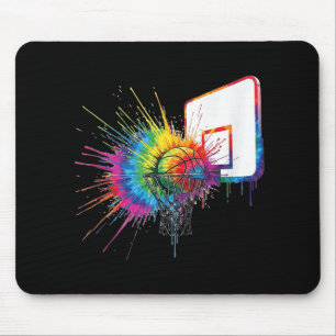 Colourful Tie Dye Basketball Hoop Paint Splatter S Mouse Pad