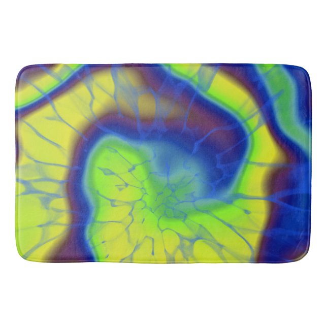 Colourful tie-dye  bath mat (Front)