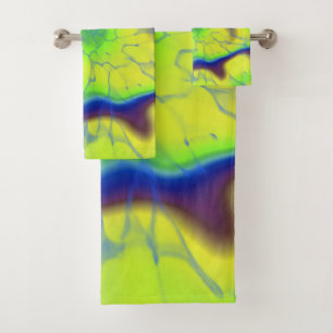 Colourful tie-dye bath towel set