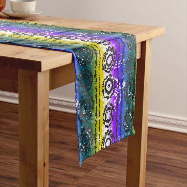 Colourful Tie Dye Batik Design Table Runner (In Situ)