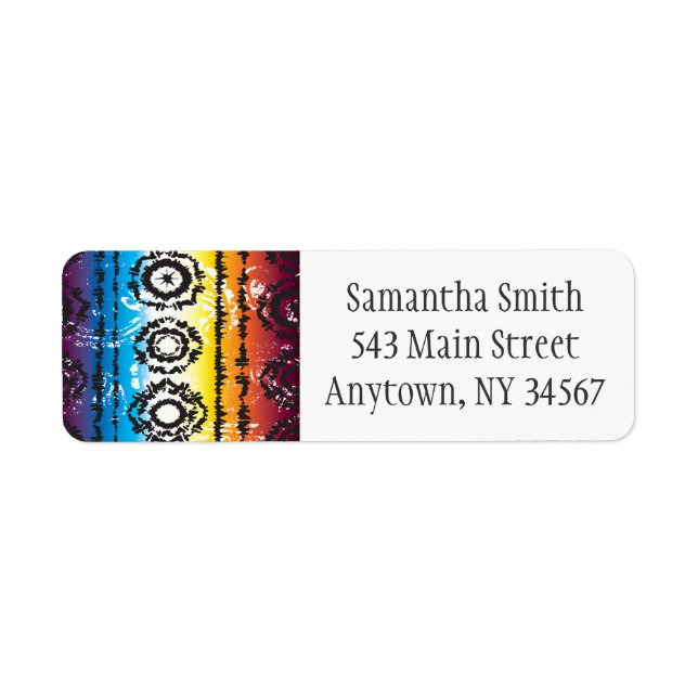 Colourful Tie Dye Batik Return Address Labels (Front)