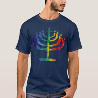 Colourful Tie Dye Chanukah Hanukkah Menorah  T-Shirt
