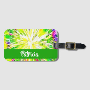 Colourful tie dye custom name pattern luggage tag