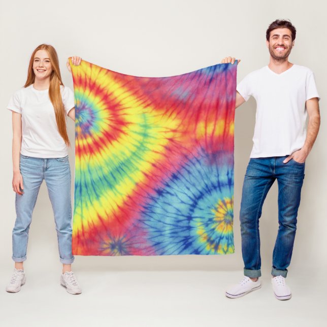 Colourful Tie Dye Fleece Blanket (In Situ)