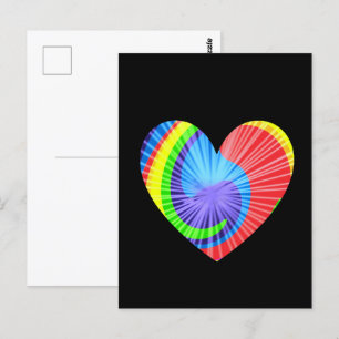Colourful Tie Dye Heart Postcard