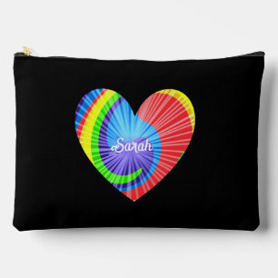 Colourful Tie Dye Heart Throw Pillow Accessory Pouch