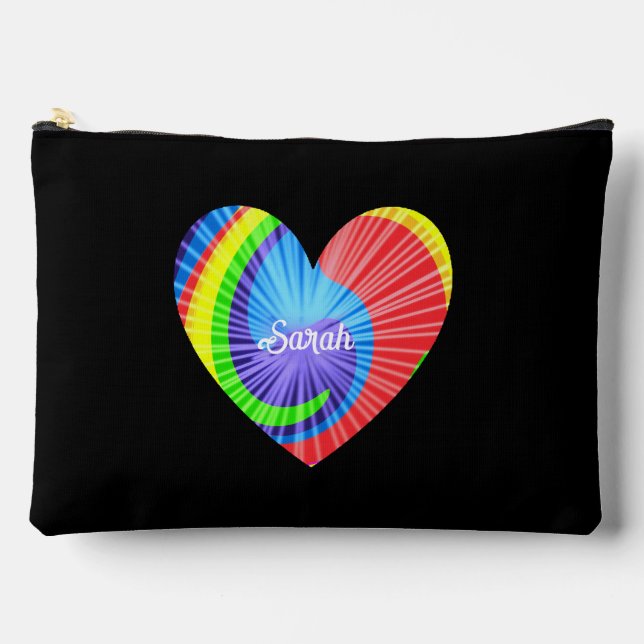 Colourful Tie Dye Heart Throw Pillow Accessory Pouch (Front)