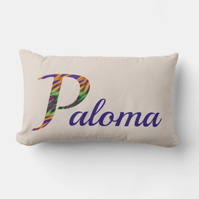 Colourful Tie-Dye Letter P Initial Add Your Name Lumbar Cushion (Front)