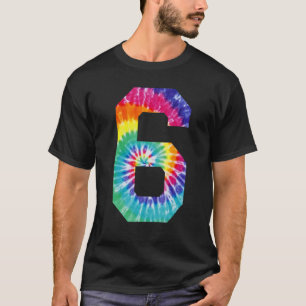 Colourful Tie Dye Number 6 Year Old Girls 6th Birt T-Shirt
