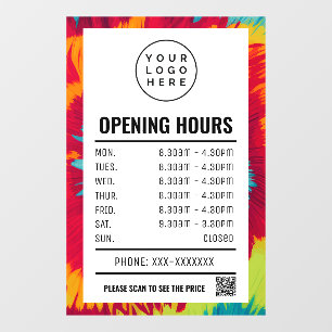 Colourful Tie Dye Opening Times With Qr Code