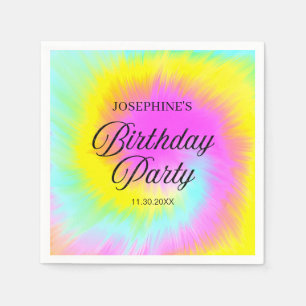 Colourful Tie Dye Pastel Boho Birthday Party Napkin