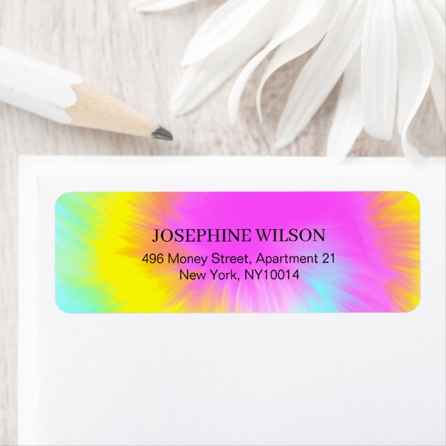 Colourful Tie Dye Pastel Rainbow Address Return Address Label (Insitu)