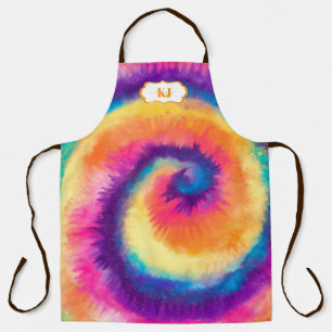 Colourful Tie Dye Pattern   Monogram Apron