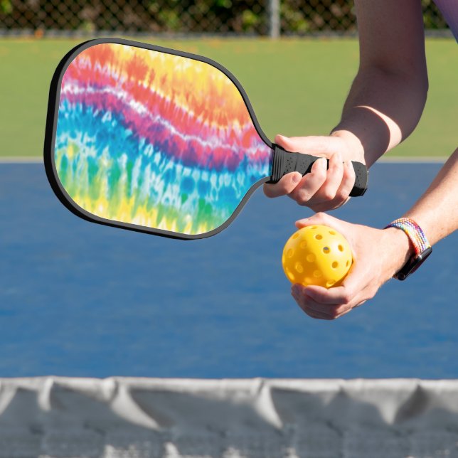 Colourful Tie Dye Pattern Pickleball Paddle (Insitu)