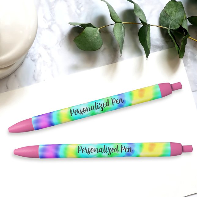 Colourful Tie Dye Personalised Pen (Fun and colorful tie dye pens just for you to add your name to. Groovy!)