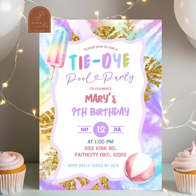 Colourful Tie Dye Pool Party Invitation (Creator Uploaded)