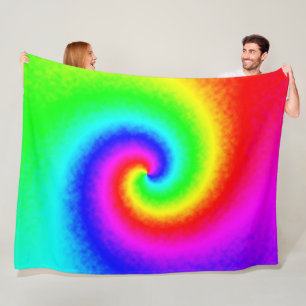 Colourful Tie Dye Rainbow Swirl Hippie Boho Chic Fleece Blanket