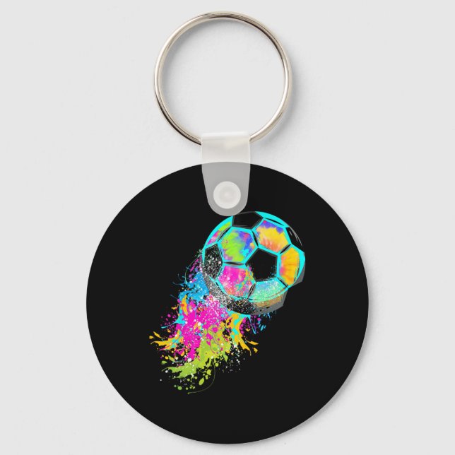 Colourful Tie Dye Soccer Ll  Key Ring (Front)