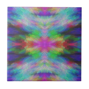 Colourful Tie Dye Style Art Ceramic Tile