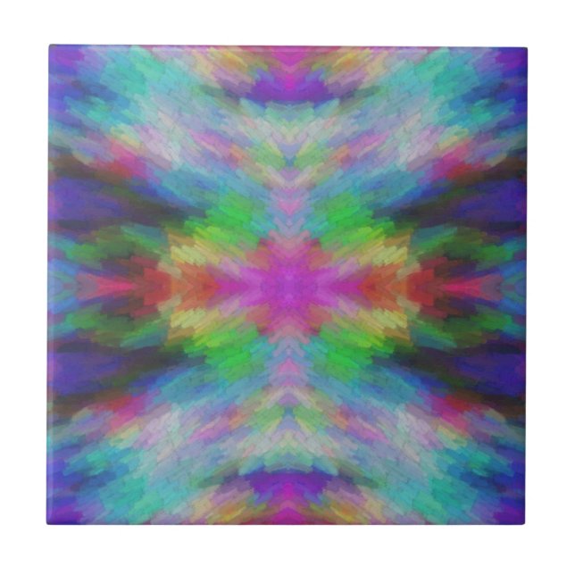 Colourful Tie Dye Style Art Ceramic Tile (Front)