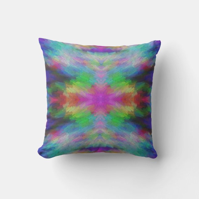 Colourful Tie Dye Style Art Cushion (Front)