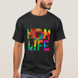 Colourful Tie Dye Sunflower Mum Life T-Shirt