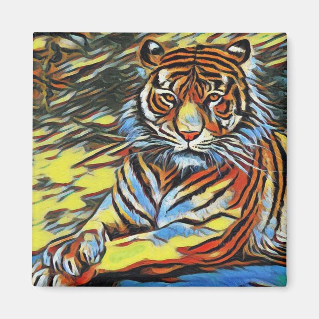 Colourful Tiger Art Painting Magnet (Front)