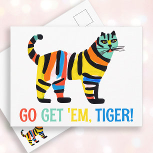 Colourful Tiger Cat Inspirational Encouragement Postcard