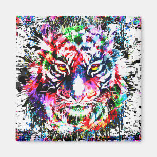Colourful Tiger Drawing Magnet - Abstract Art Tige
