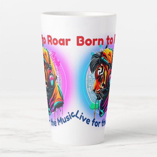 Colourful Tiger Face Latte Mug (Front)