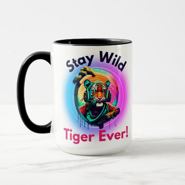 Colourful Tiger Face  Mug (Left)