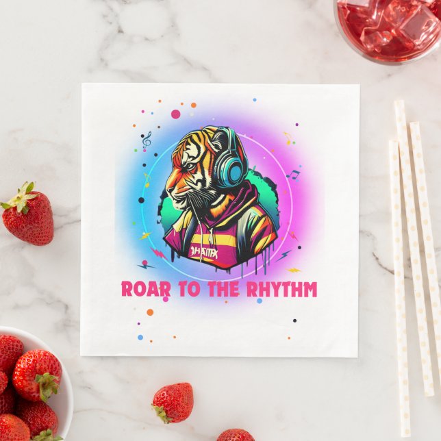Colourful Tiger Face Napkin (Insitu)