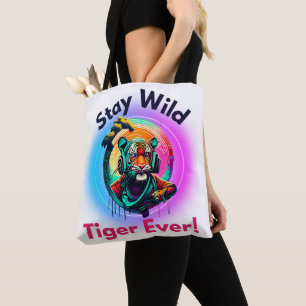 Colourful Tiger Face Tote Bag