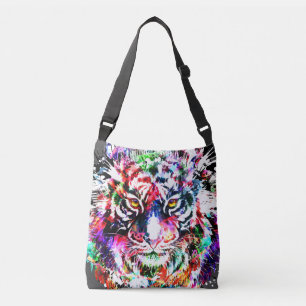 Colourful Tiger Head Drawing Crossbody Bag